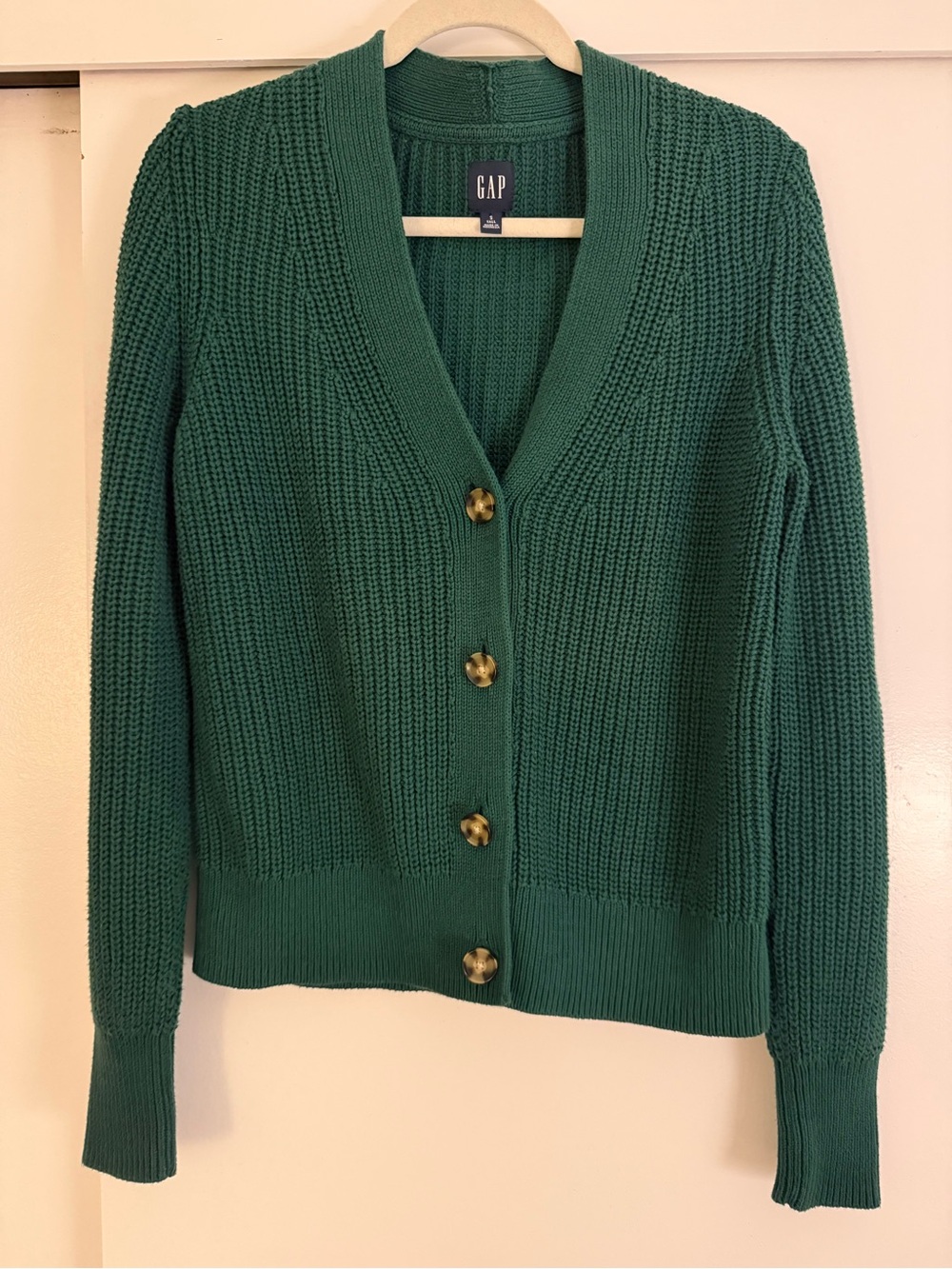 GAP 100% cotton Green Knit Button Cardigan - Women’s S Tall